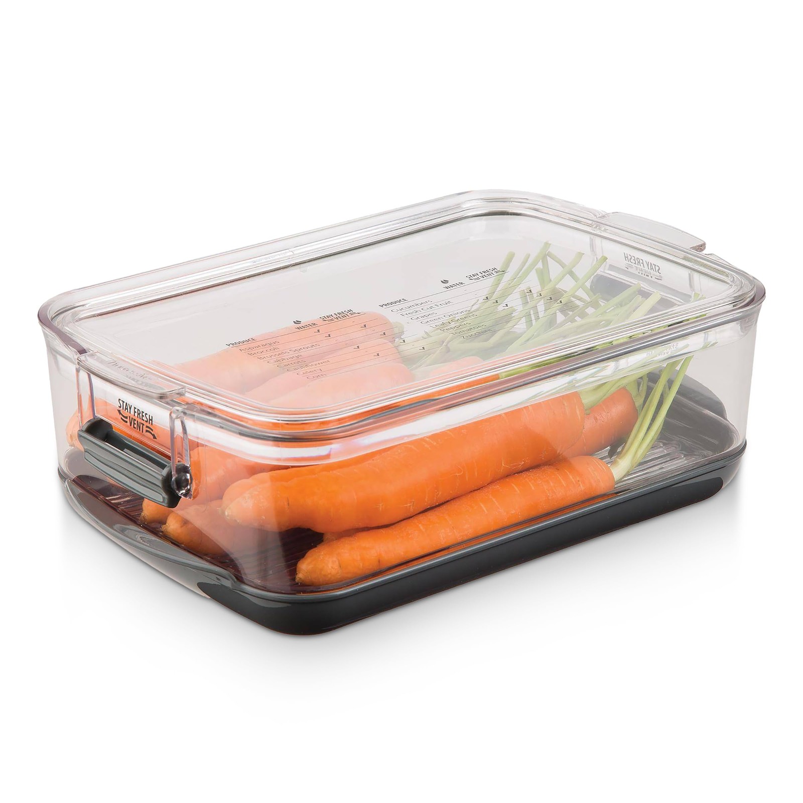 Produce Container, 3-Quart – Stay-Fresh Vent System for Small Peppers and , BPA-