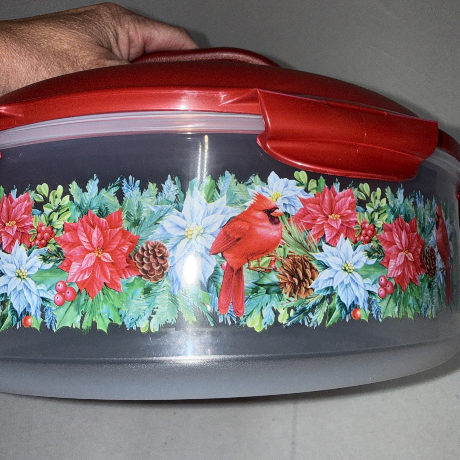 LocknLock Pie Carrier Special Edition Printed Storage w Handle K85507 Cardinal