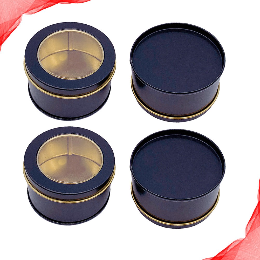 4 Pcs Tin Box with Lid Storage Tins Lids Metal Tinplate Can Sealed
