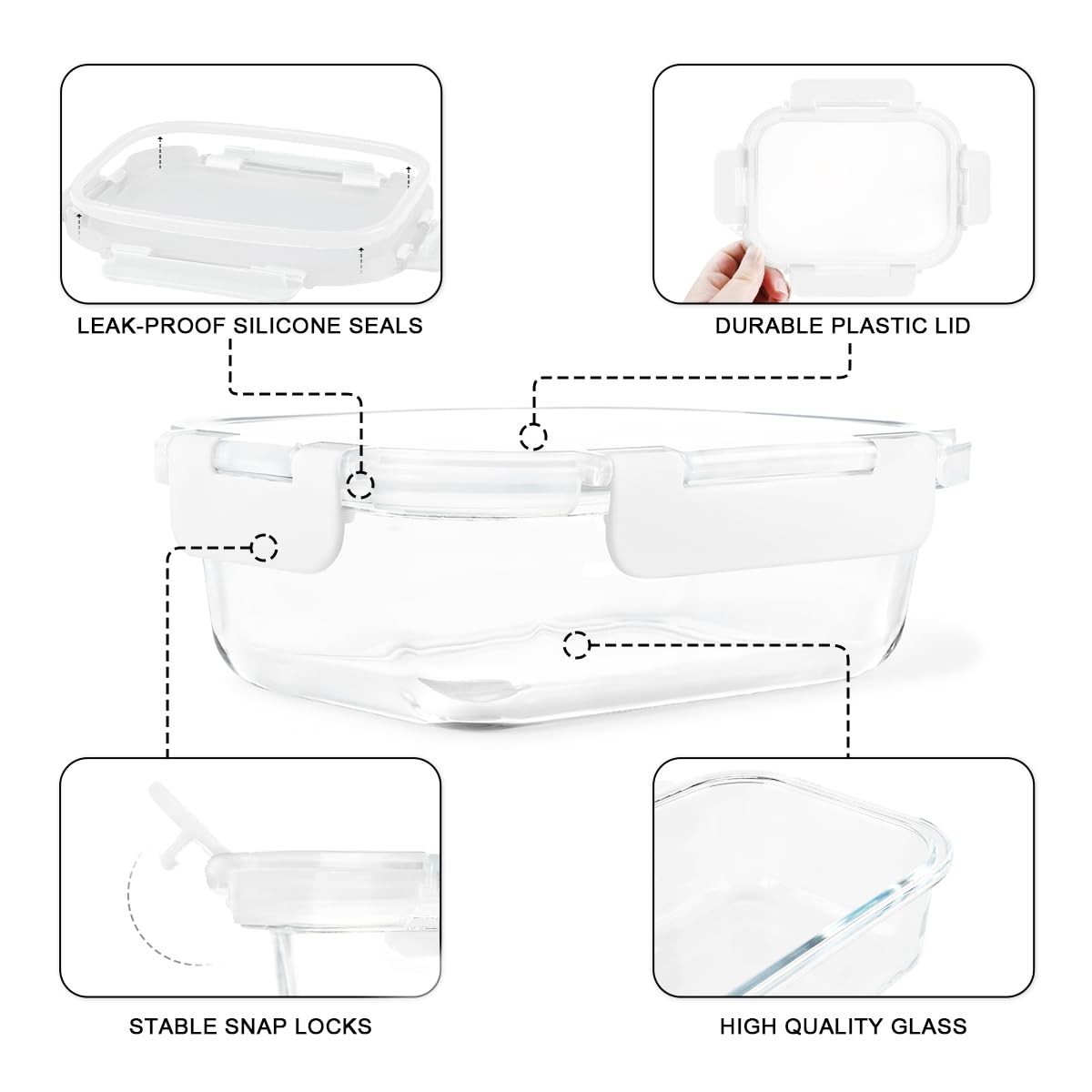 Glass Food Storage Containers, 10 Pack Glass Meal Prep Containers, Airtight C…