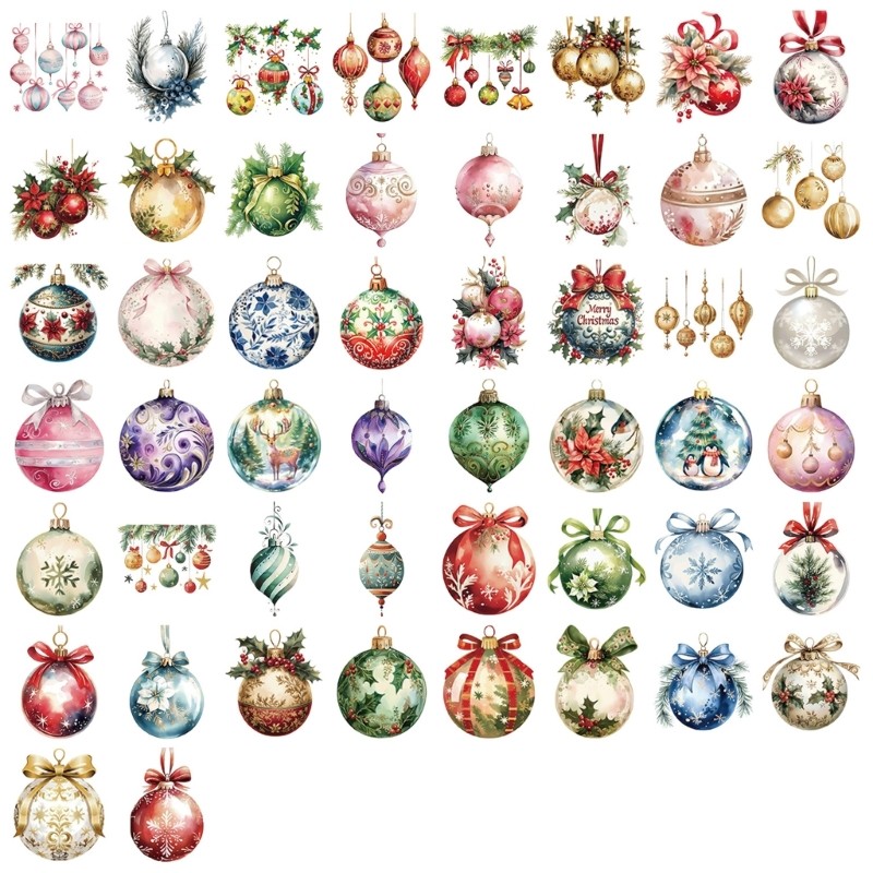50 Christmas Decorative Transfers PET Substance Clear Background Gift Packaging