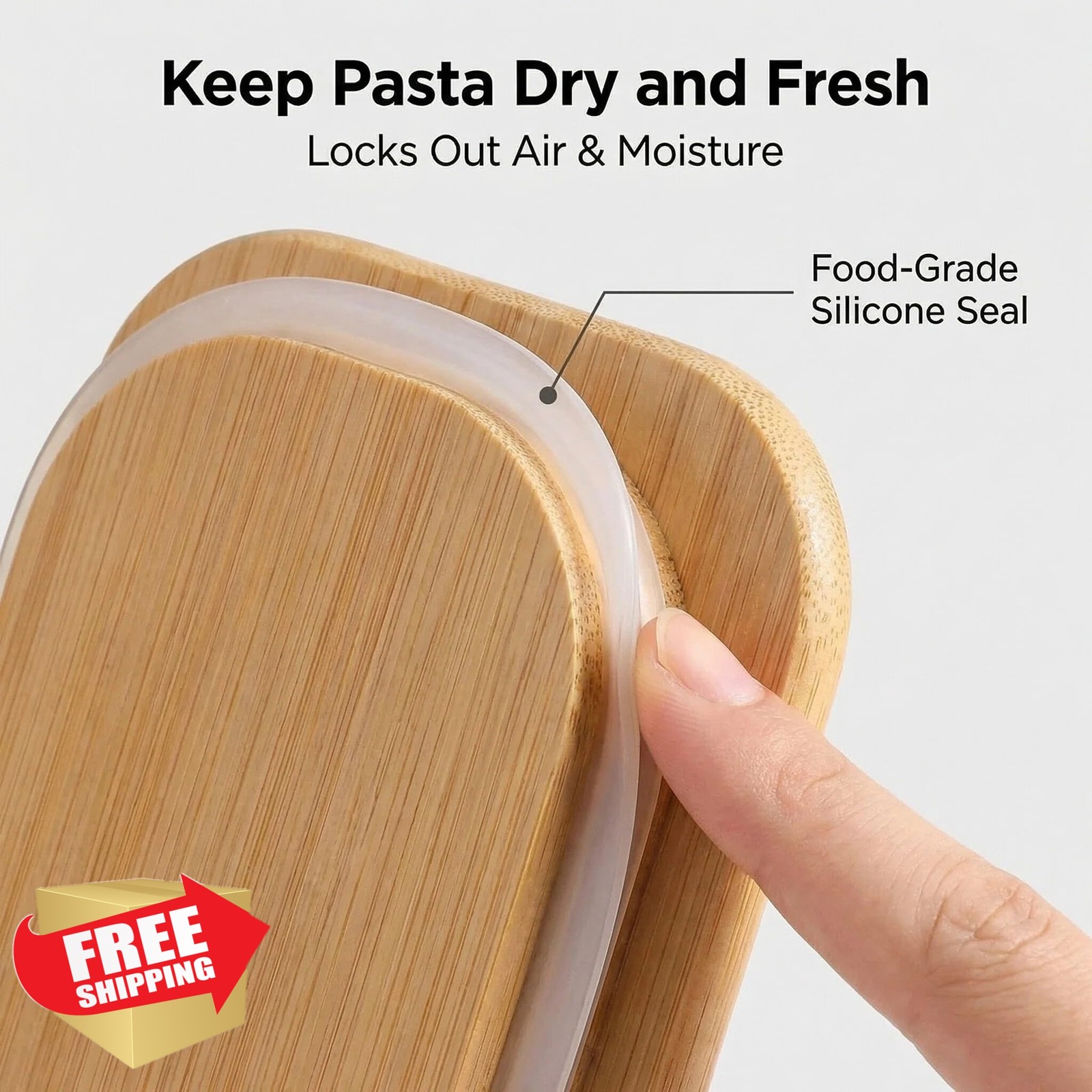 Snaiio 3pk 78oz Glass Pasta Containers Bamboo Lids