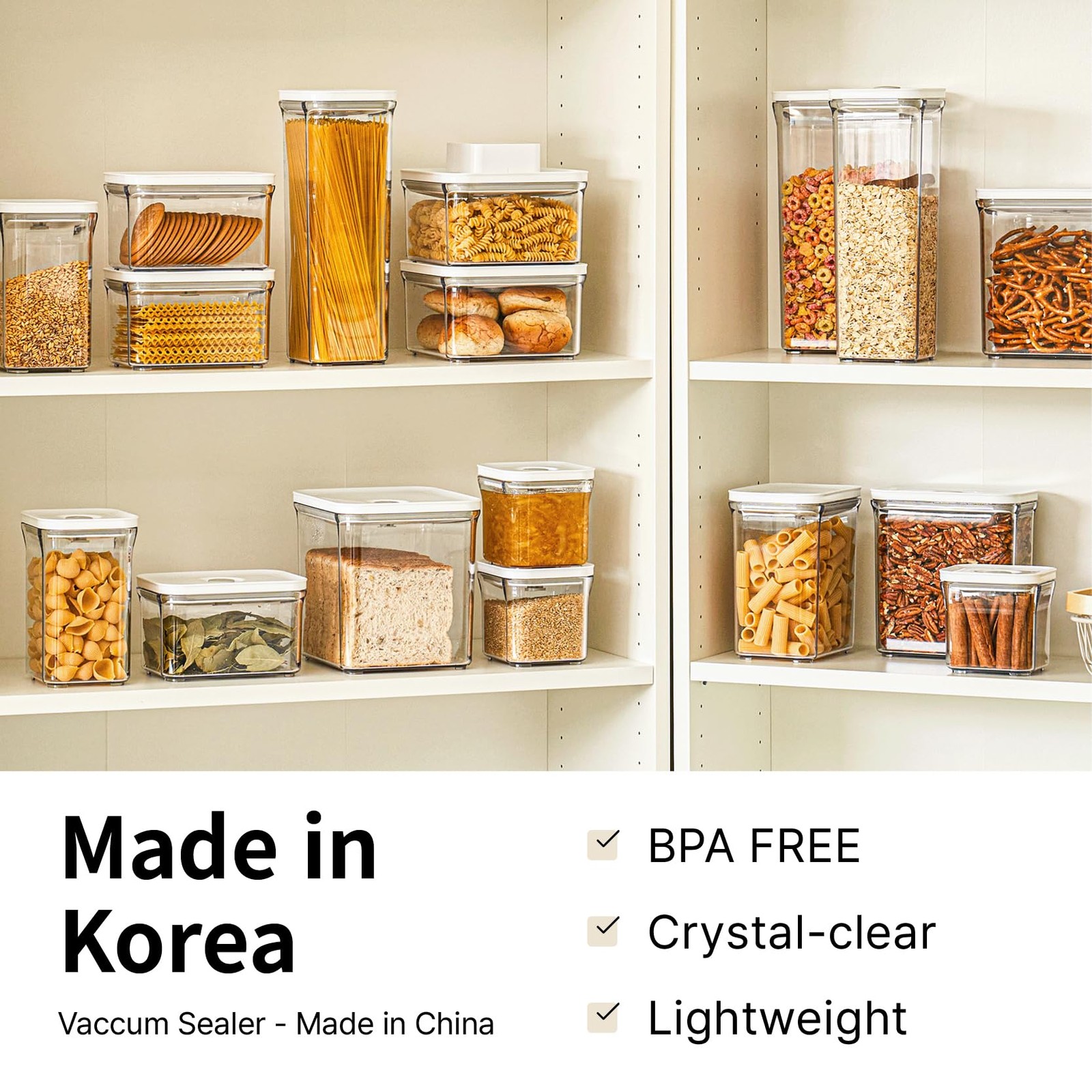 VAKUEN Premium Airtight Food Storage Containers Mega 8P/Set. Total 46.11cup,