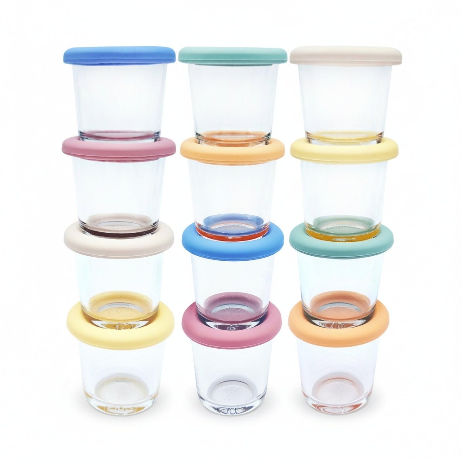 Elk and Friends 4oz Borosilicate Glass Baby Food Storage Jars with Silicone Lid