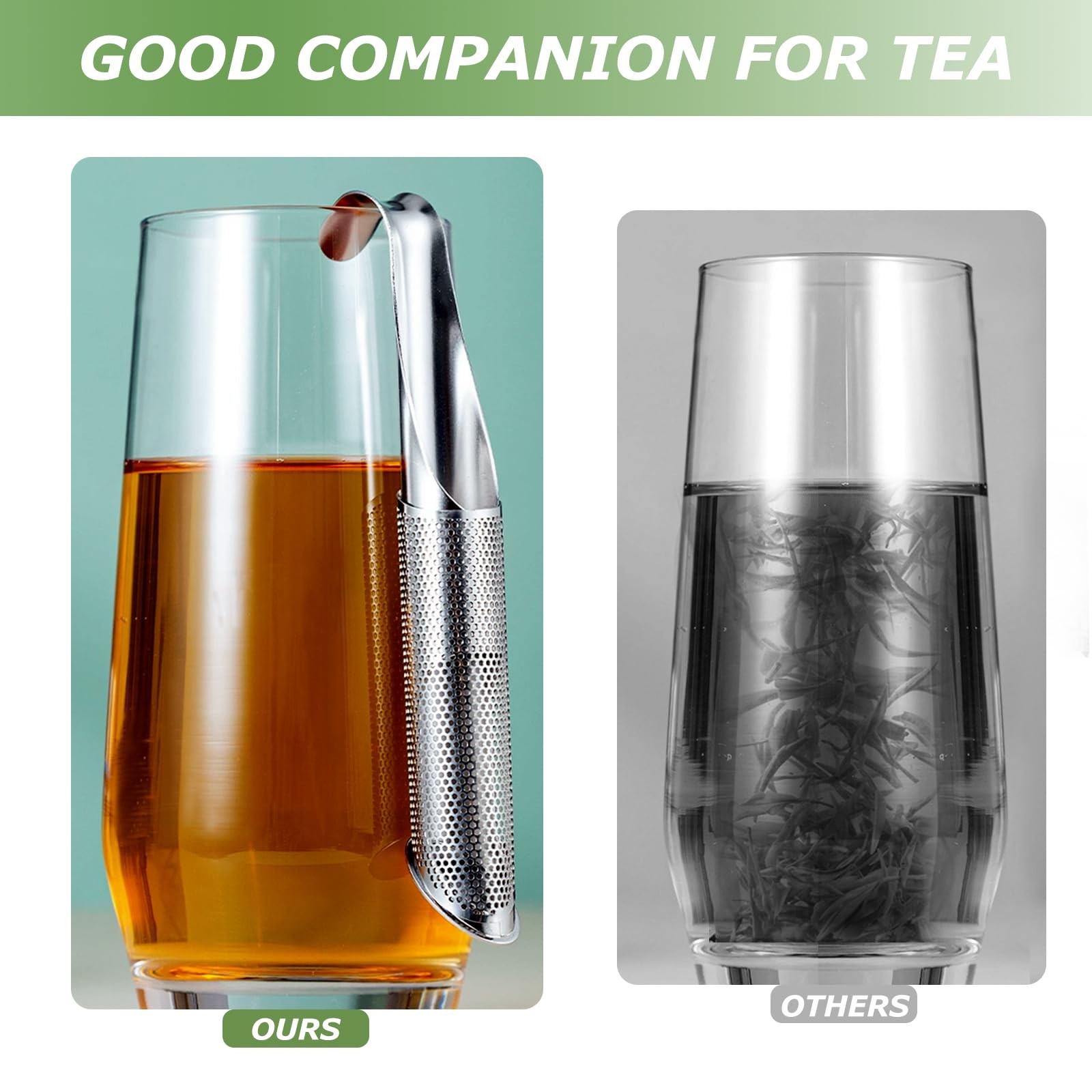 2 Pack Tea Infuser, Fine Mesh Infuser for Loose Leaf Tea, Silver