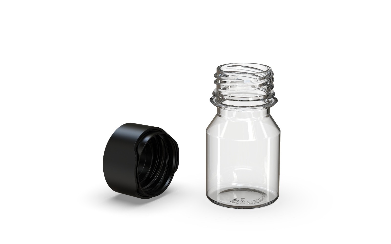 CHUBBY GORILLA 30ML STUBBY AVIATOR SHOT BOTTLES (5pack) CLEAR BOTTLE/BLACK LID