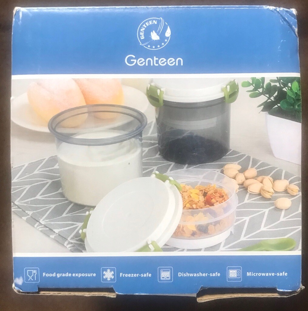 Genteen 20 Oz Yogurt Cup 600 ML Ice Pack Inner Compartment BPA Free Clear