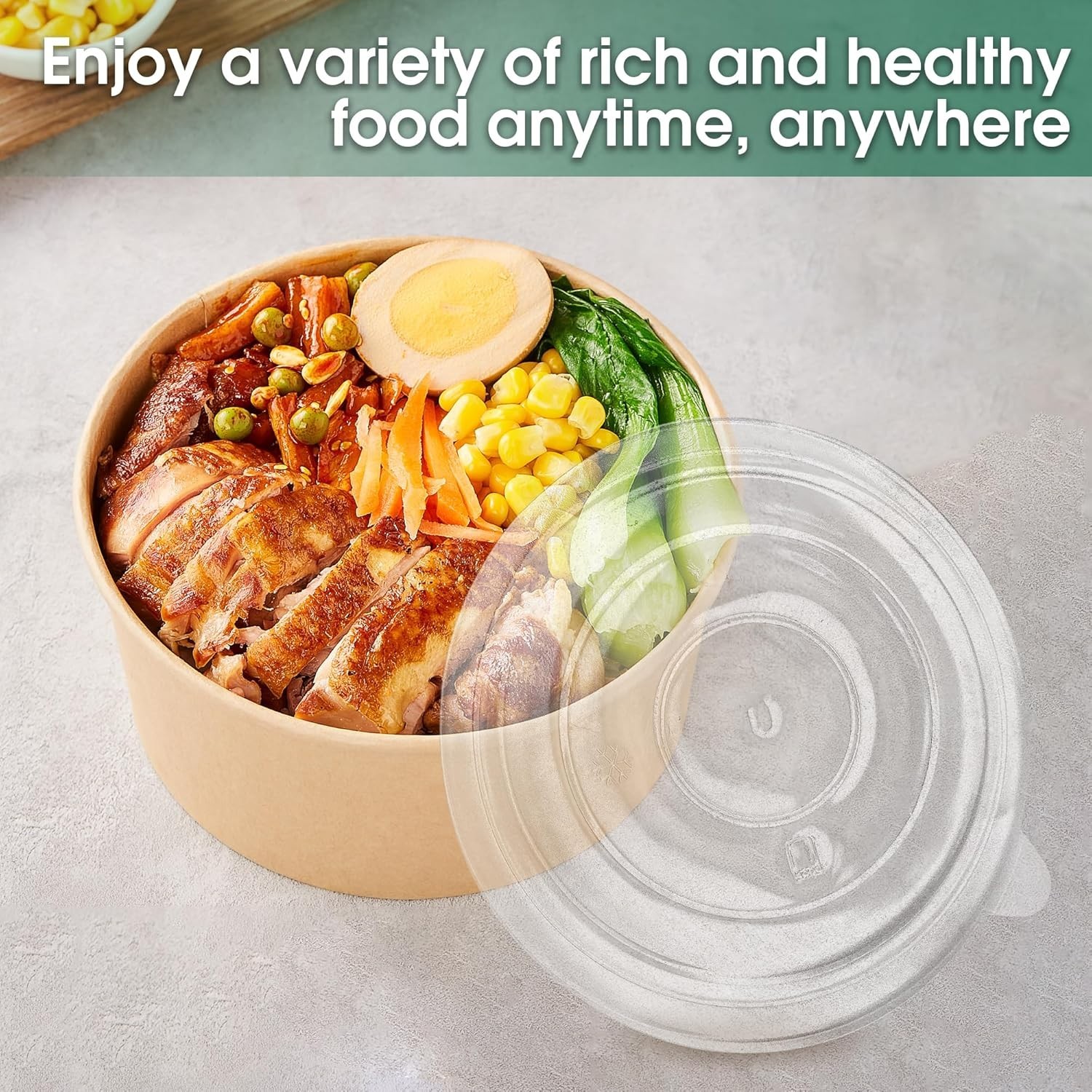 30 oz Disposable Meal Prep Containers with Lids, Large Paper Bowls Bulk for Hot