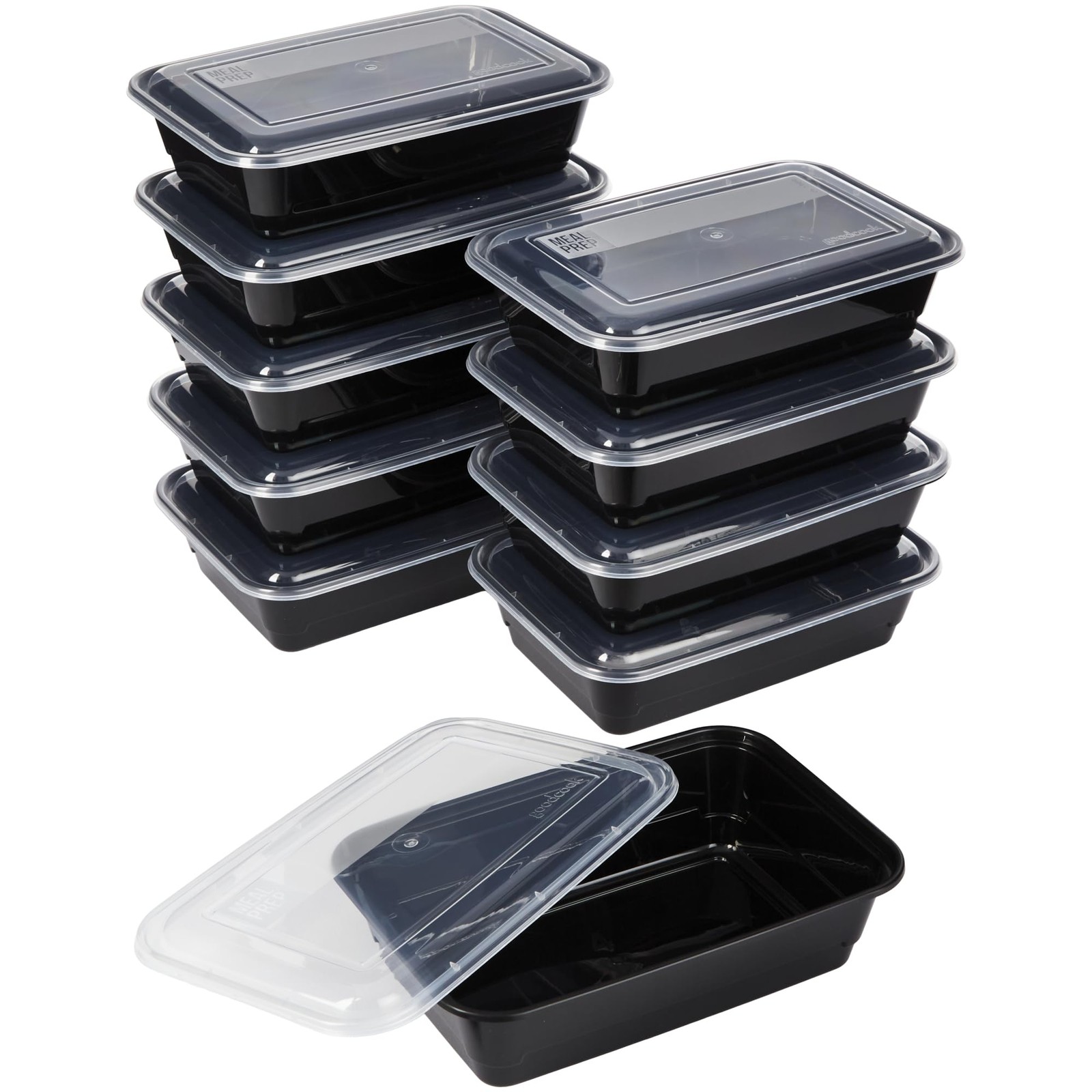 GoodCook Meal Prep Containers, Single Compartment 1 Count (Pack of 1), Black