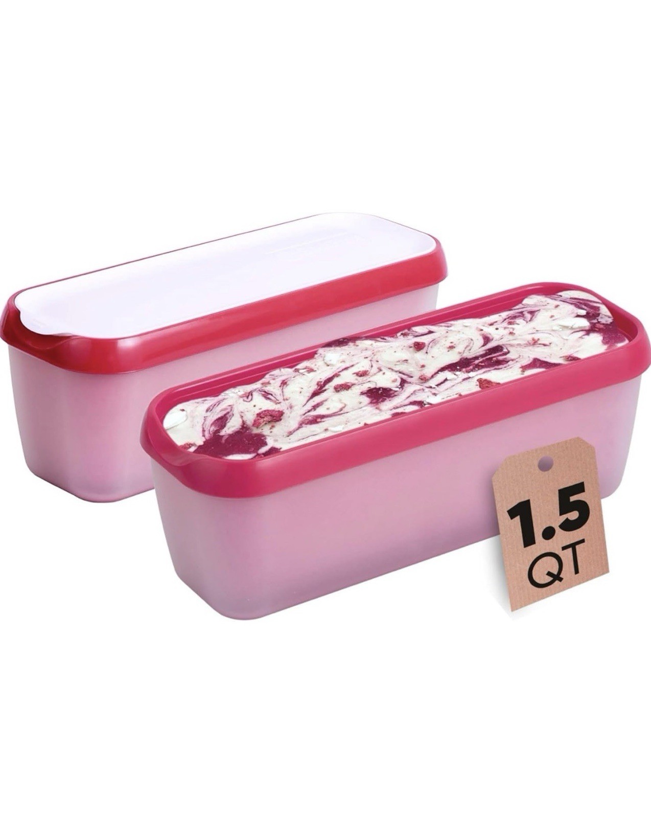 1.5 Qt Rectangular Plastic Storage Container Snap Lid Freezer Safe Red/White