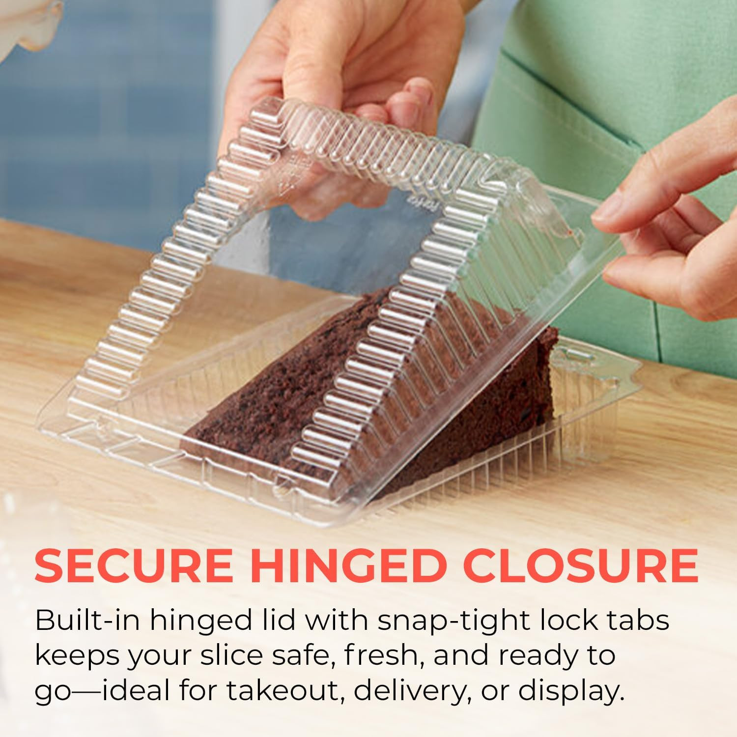 Sideways Cake Slice Containers Hinged Lids 30 Pack Clear Disposable Plastic Pie