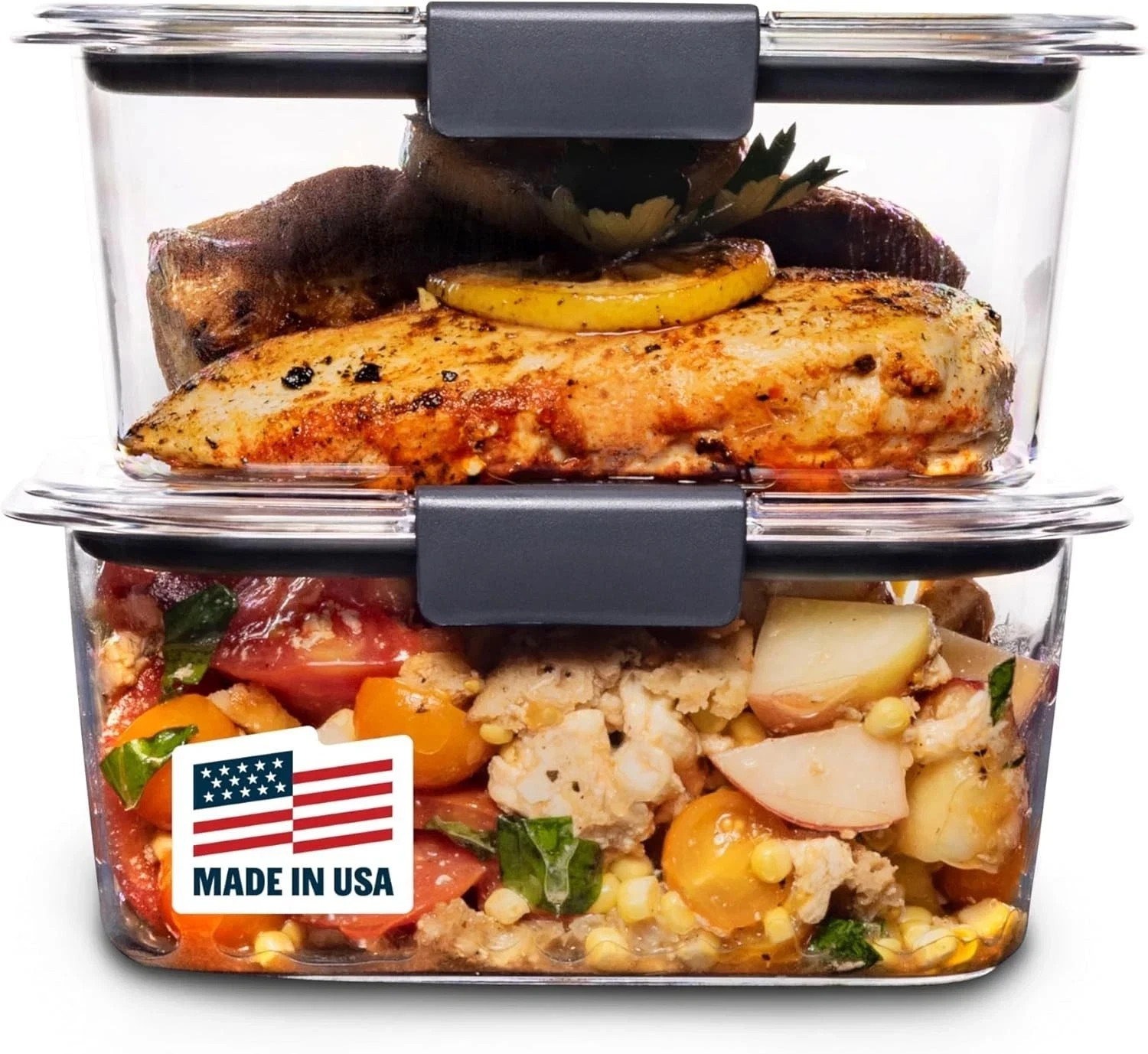 Rubbermaid Brilliance BPA-Free Food Storage Containers, Medium Deep, 4.7 Cup, 2-