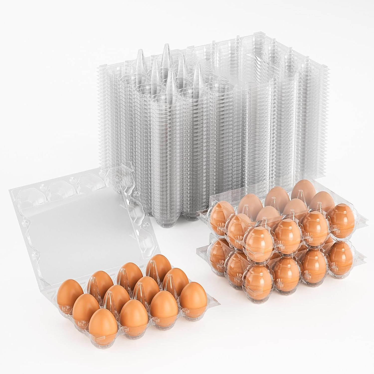 50 Pack Plastic Egg Cartons Cheap Bulk 12 Count Clear Blank Egg Containers