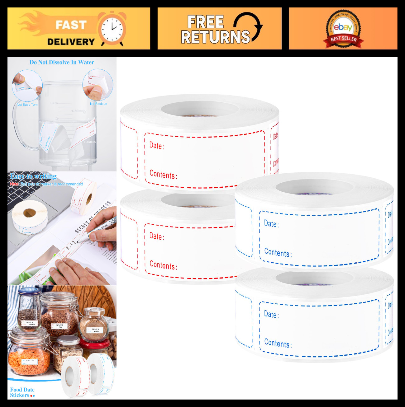 2000Pcs Removable Freezer Labels – 1×3 Inch Food Storage Stickers, Easy Clean, N