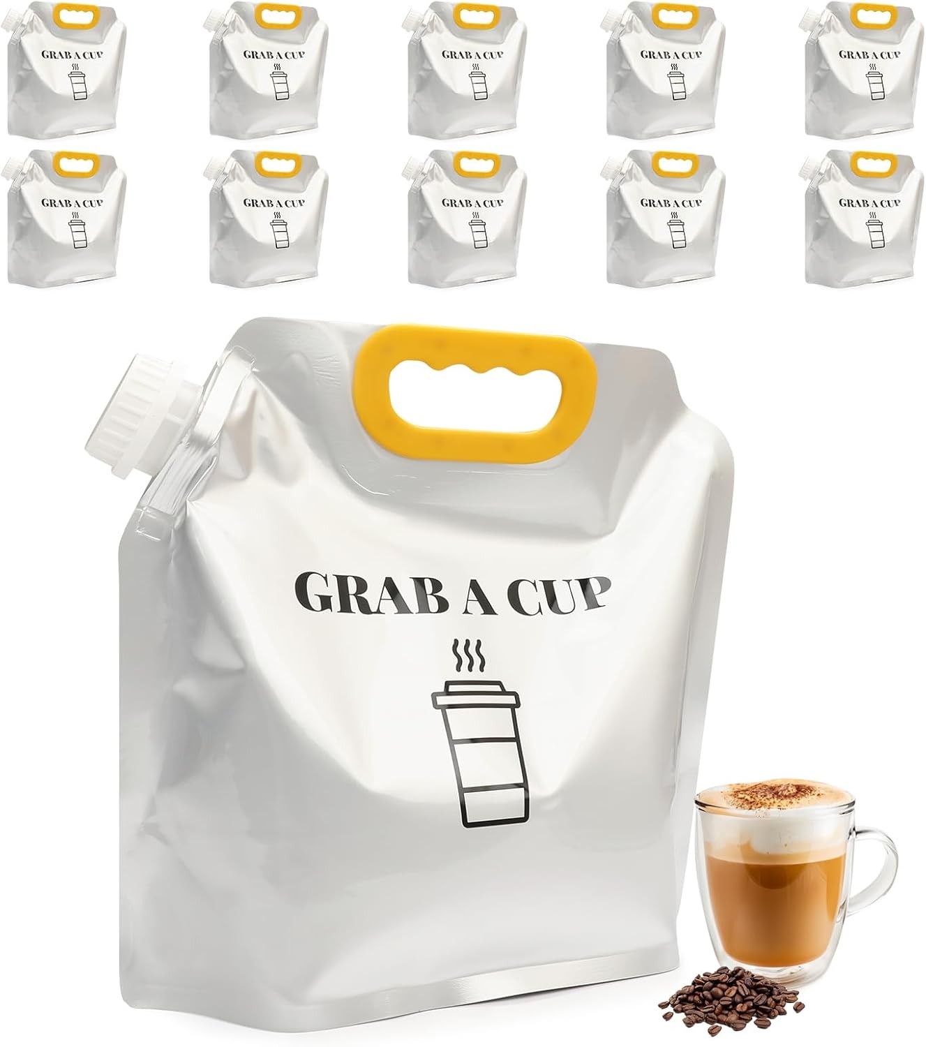 10 Pack Disposable Coffee Dispensers with Handle Coffee Box Cold Hot Beverage