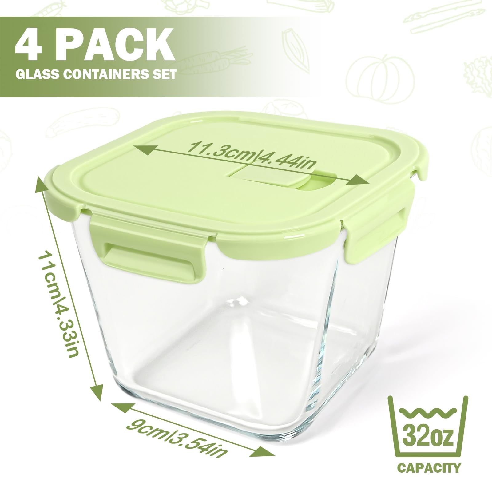 Susukkie Glass Soup Containers with Lids 32oz – Borosilicate Glass Storage Co…