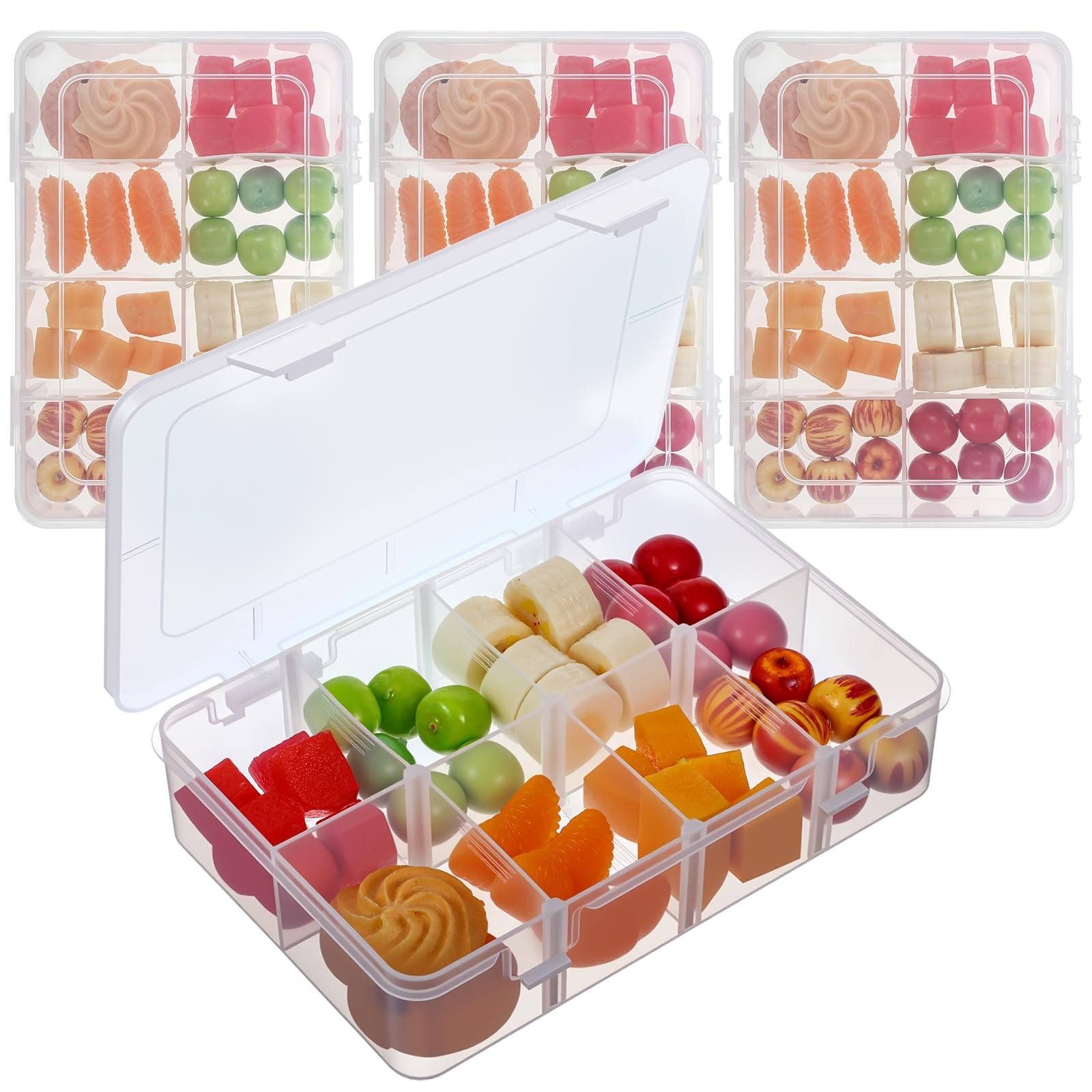 4 Pcs Snack Container, 8 Compartments Snack Containers Reusable Meal Prep Lun…