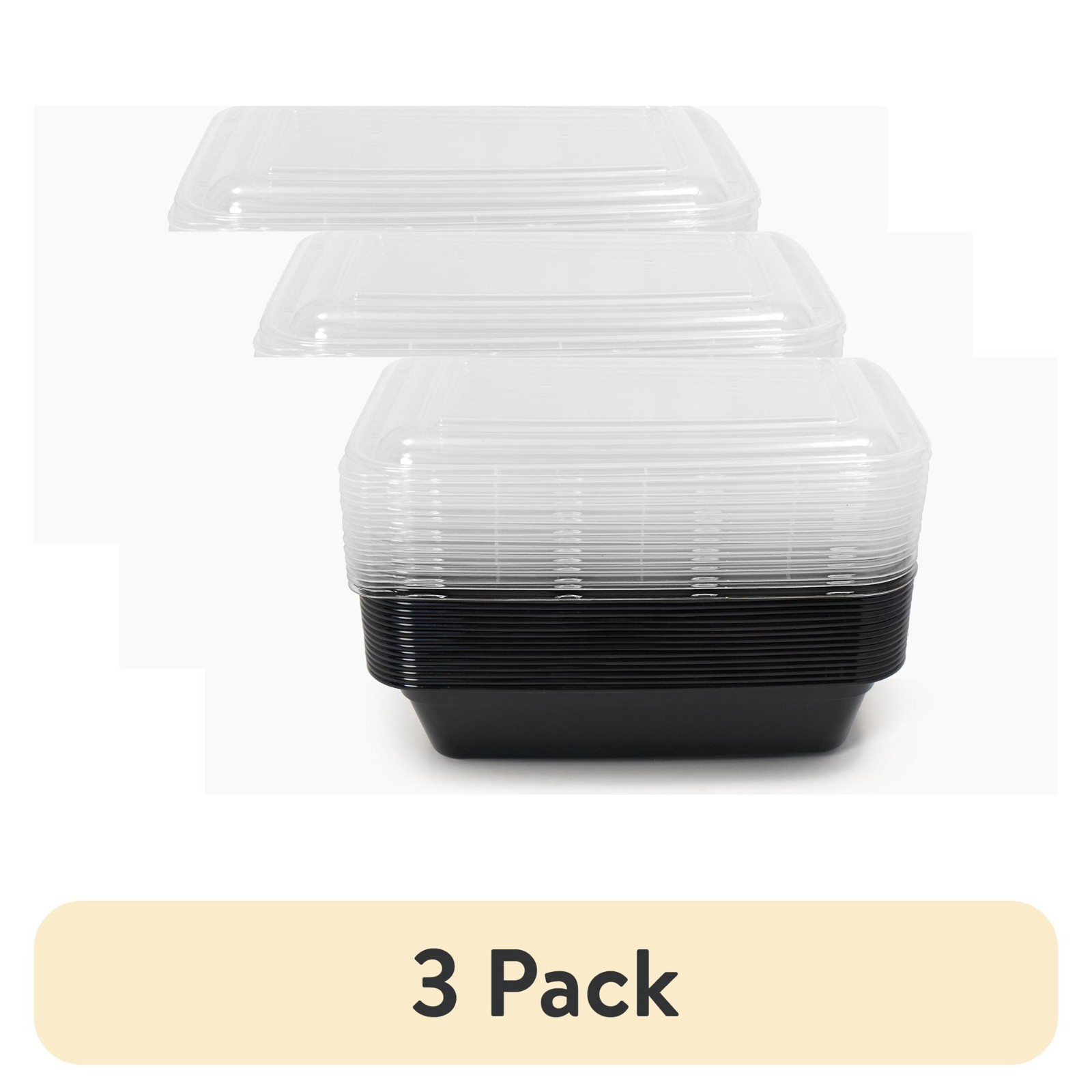 (3 pack) Mainstays 30-Piece (15 Containers + 15 Lids) Meal Prep, BPA-Free, Micro