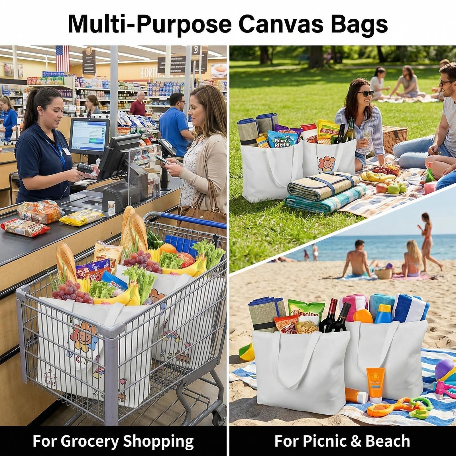 Westar 5 Pack Sublimation Tote Bags Zipper 12Oz Heavy Duty 100 Polyester Blank