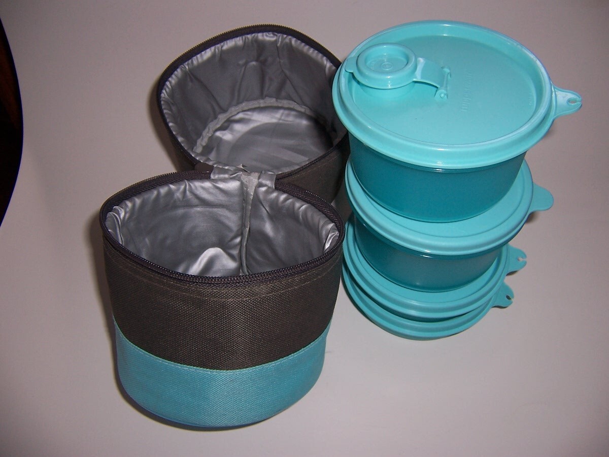 Tupperware Meal Solutions To Go Set Insulated Bag With 4 Microwave Safe Bowls