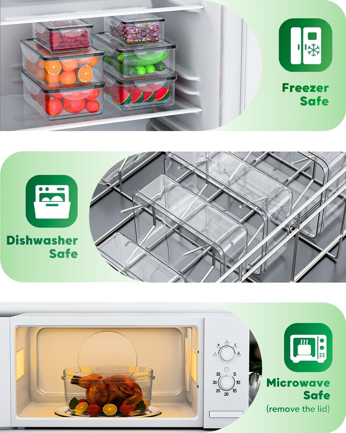 62 Pcs Large Food Storage Containers with Lids Airtight,Total 656OZ(31 Container