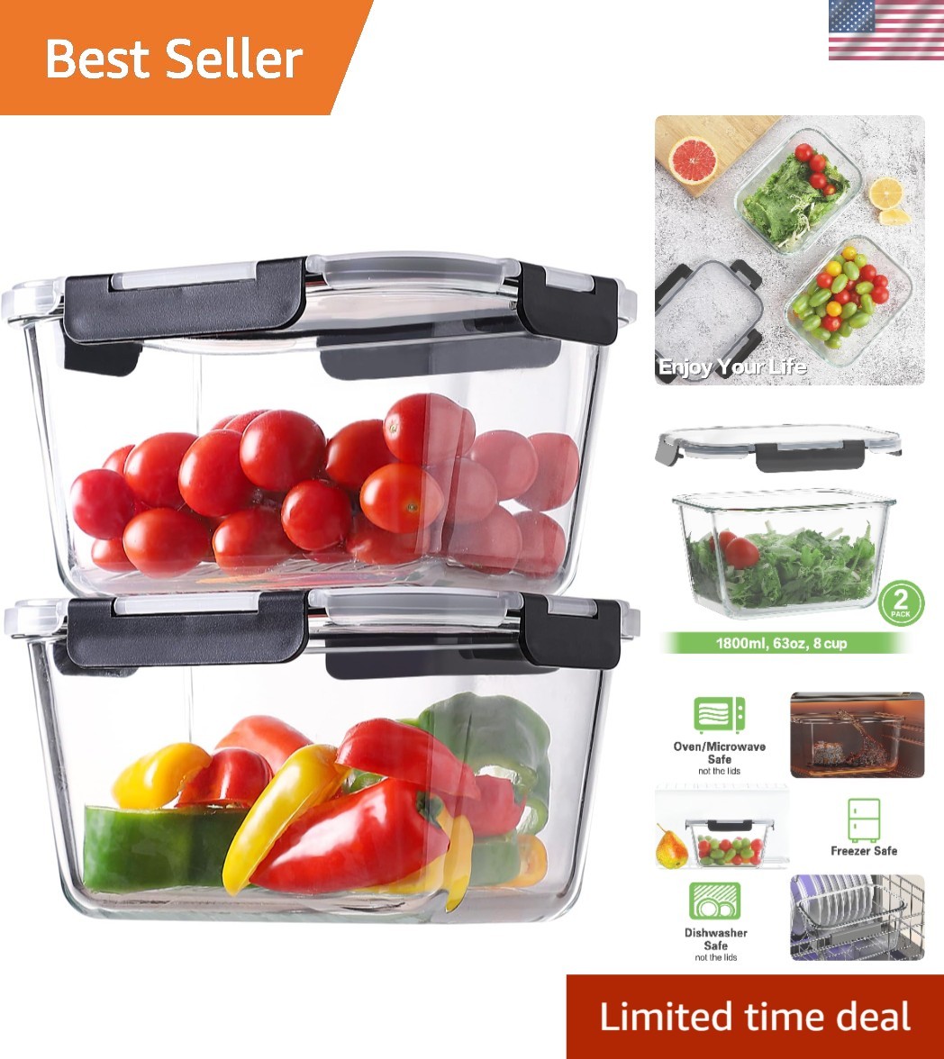 Easy-Clean 4-Piece Glass Meal Prep Set – Safe for Freezer, Oven, and Microwave