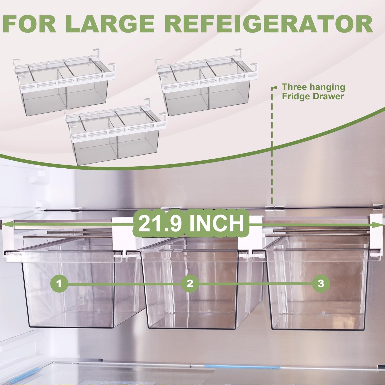 Yatmung 2 Pack Extra-Large Deli Drawer Organizer for Refrigerator Pull 2