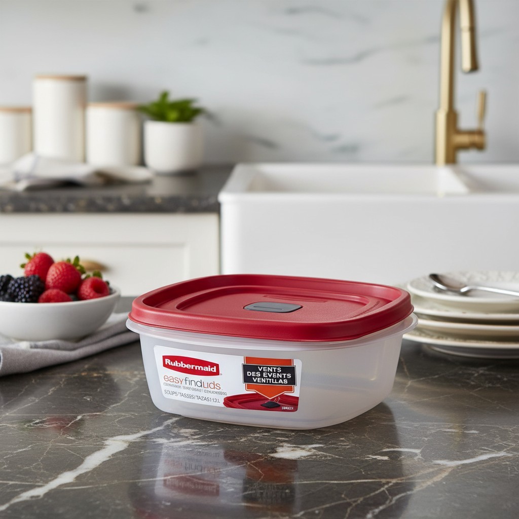 Rubbermaid Red Food Storage Containers with Easy Find Lids 3 Pack 5 Cup