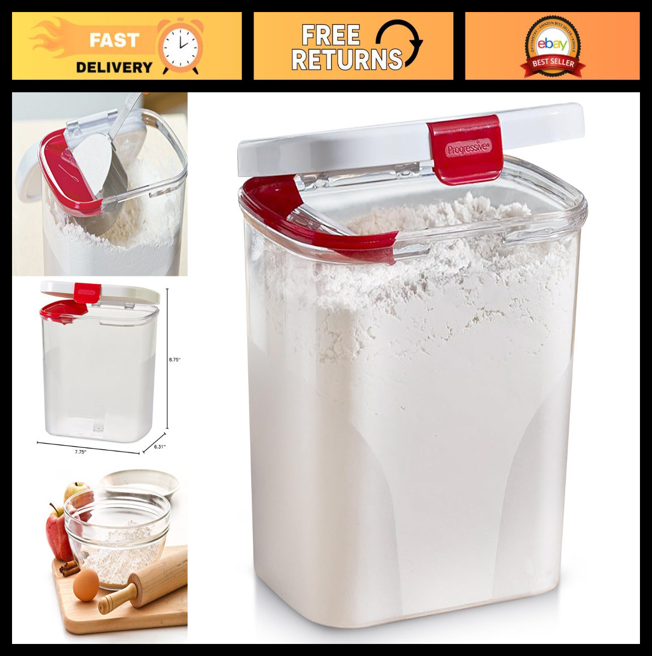 Airtight Flour Keeper Storage Container – 5 lb Capacity for Sugar & Dry Goods, B