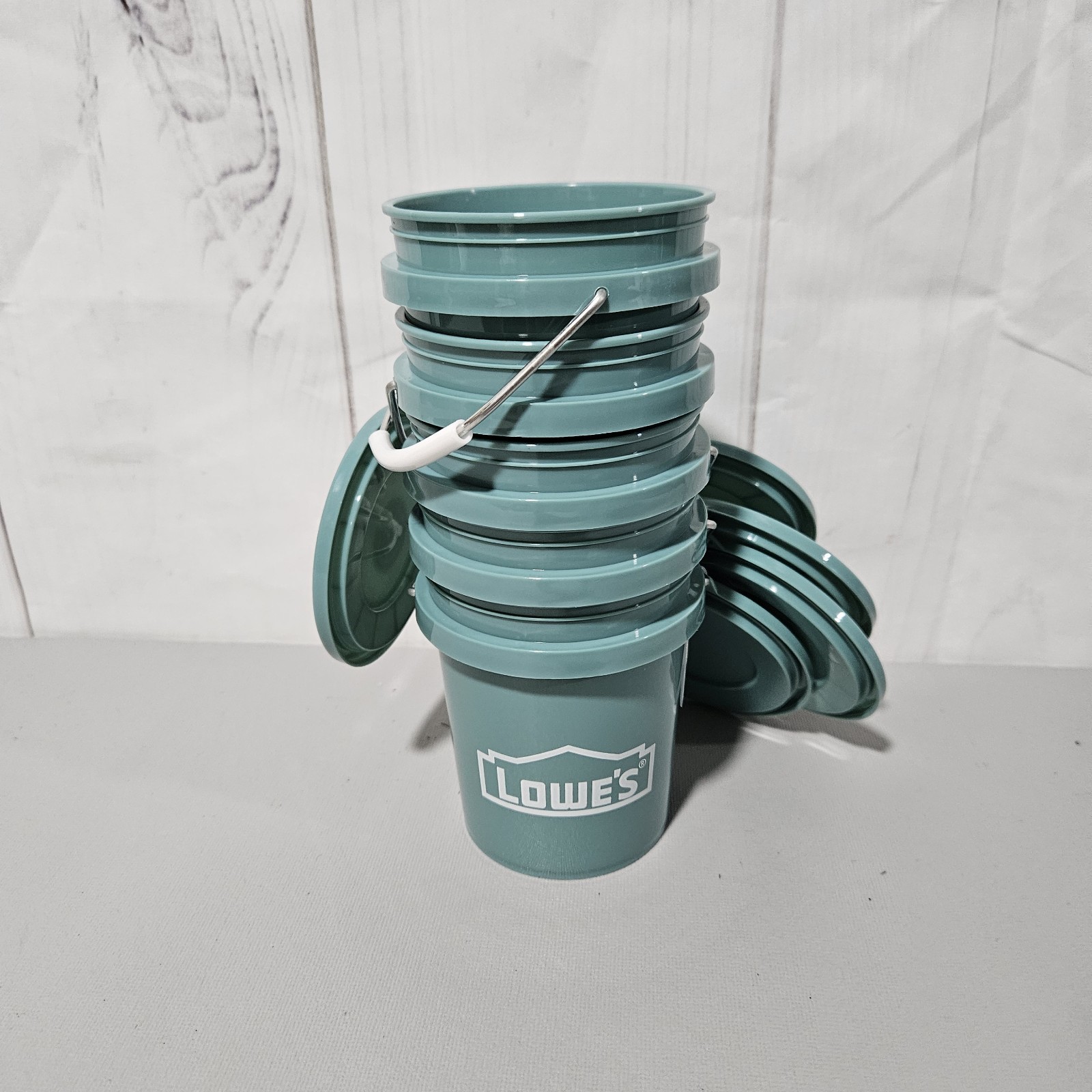 NEW Set of 5 Lowe’s TEAL 0.42 Quart BPA-Free Mini Bucket W/Lid – FLAT RATE SHIP