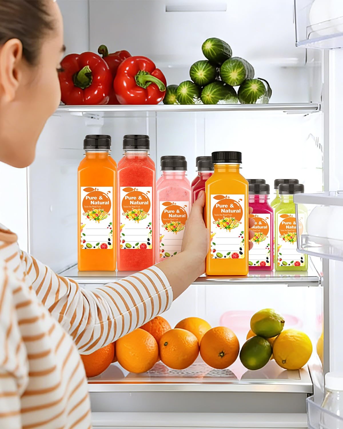 36 Pack 8oz Plastic Juice Bottles with Caps, Empty Reusable Bottles for Juici…