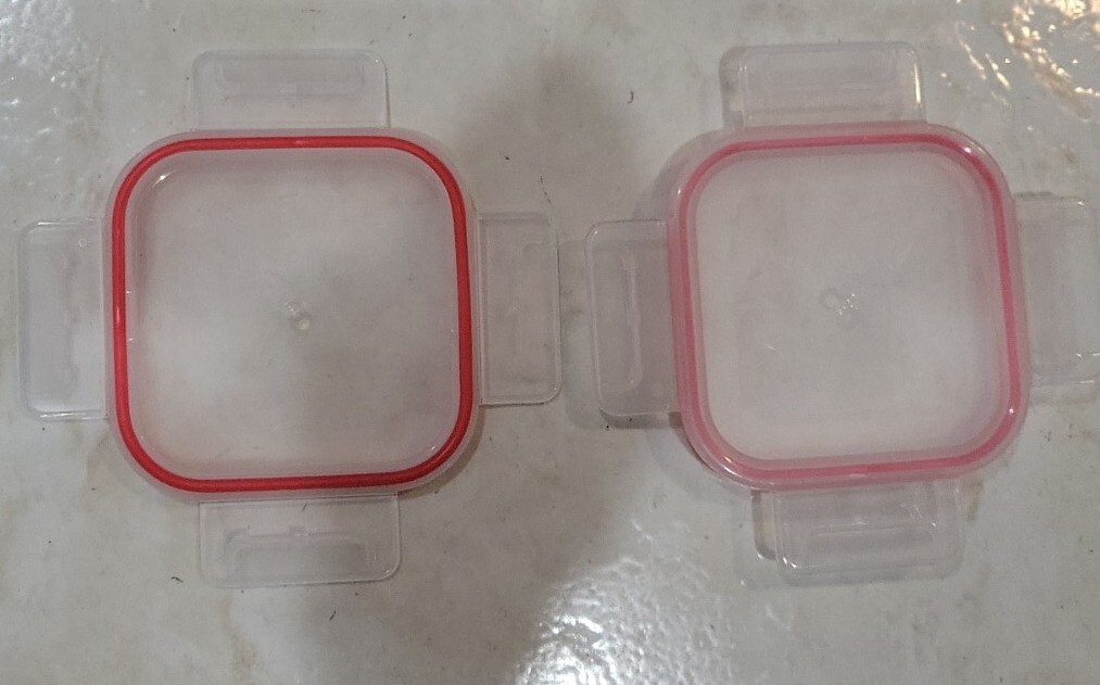 2 PCS. SNAPWARE Total Solutions CLEAR/Red 4″ SQUARE Replacement LidS Cover.