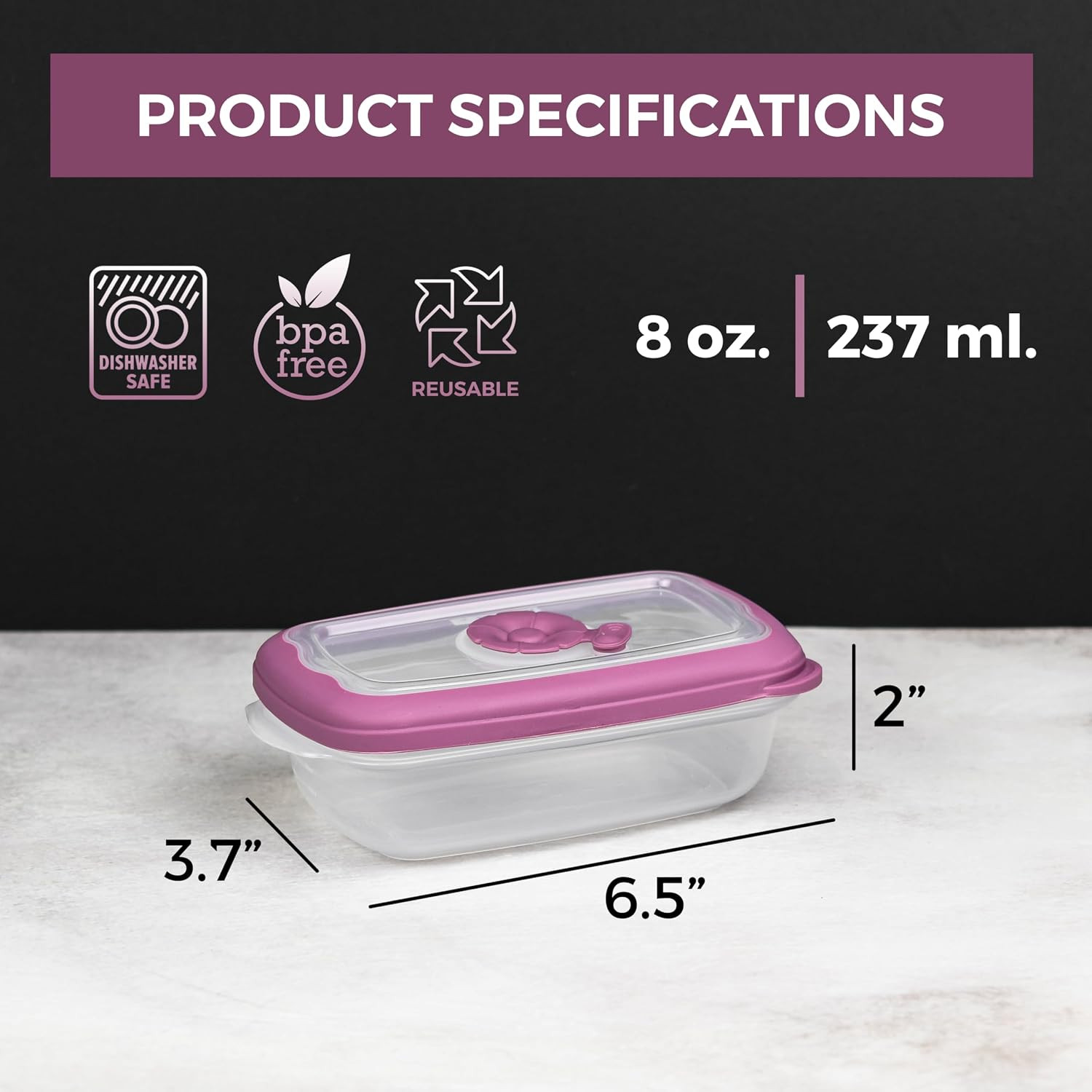 Small 8 OZ Microwave Food Storage Containers With Lids, Plastic Storage/On Th…