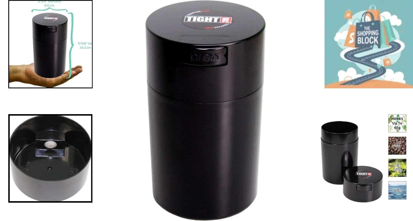 Tightvac Airtight Container 6oz Black – Food & Herb Storage