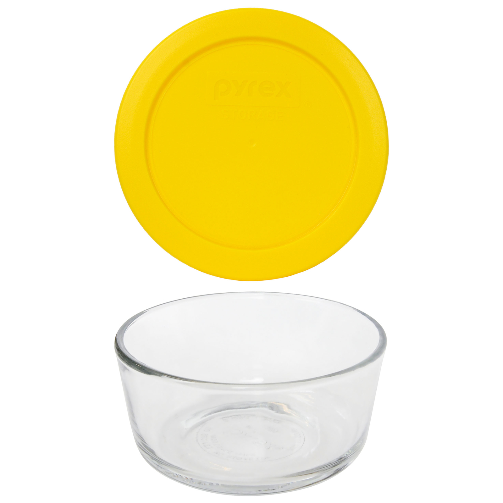 Pyrex 7200 2-Cup Glass Food Storage Bowl & 7200-PC Meyer Yellow Plastic Lid