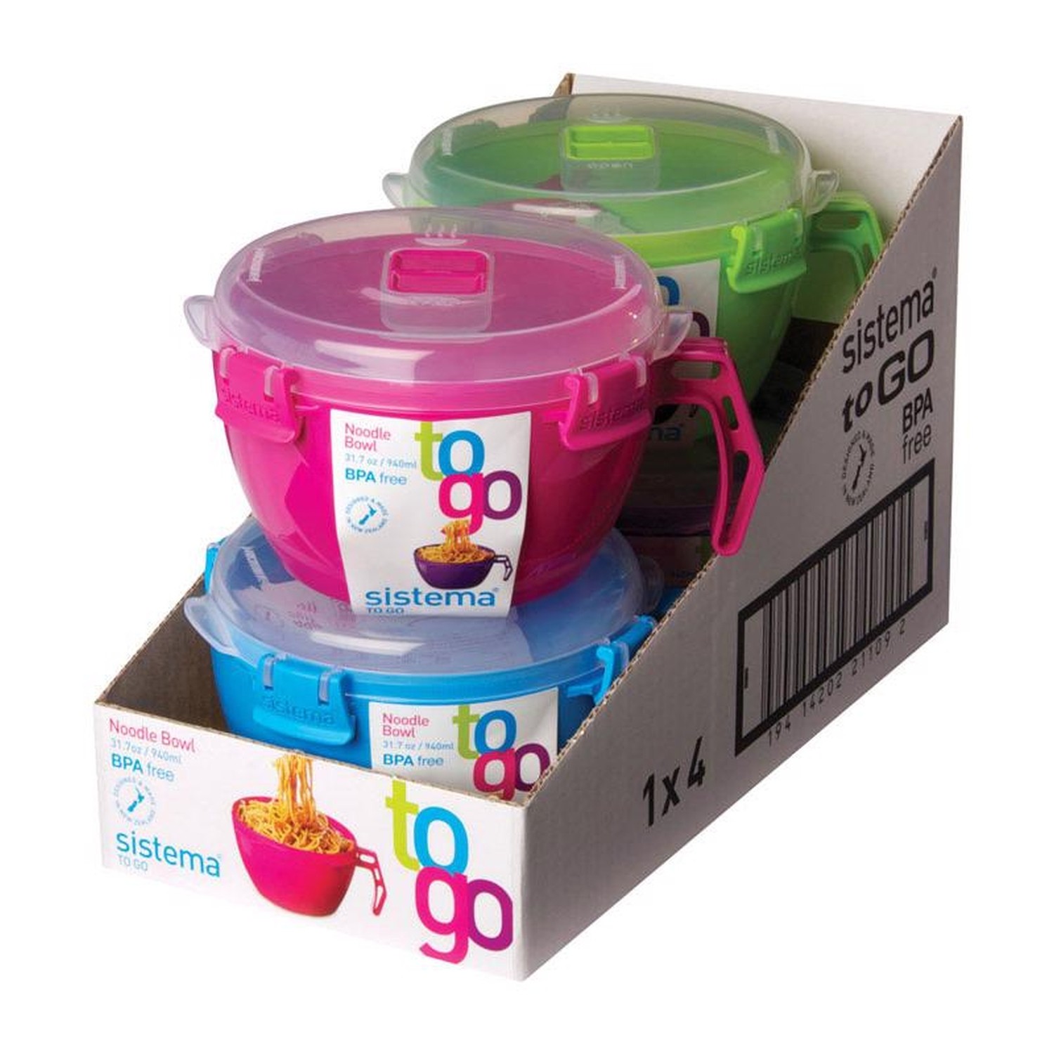 Sistema Klip It 31.7 Oz Noodle Bowl – Assorted Color, 1-Pack (Random Color)