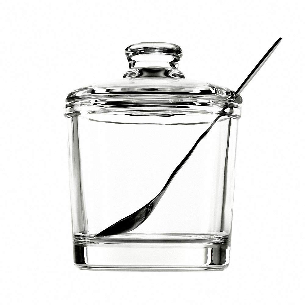 Telotela 1 Piece Classic Clear Glass Sugar Bowl with Lid 1 Piece,