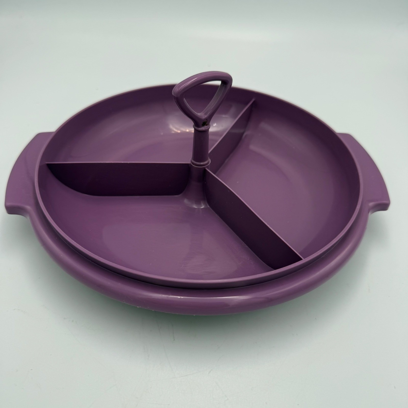 Vintage Tupperware Purple 3-Compartment Divided Serving Tray with Lid 608-3