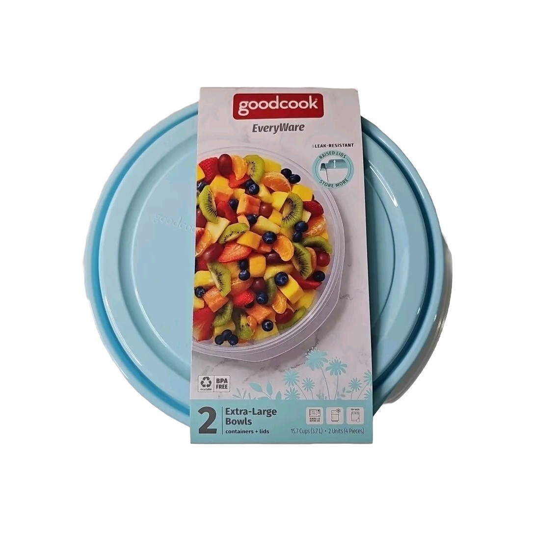 Goodcook EveryWare 2 Extra-Large Round Food Containers & Lids 2 Pack (4 Total)