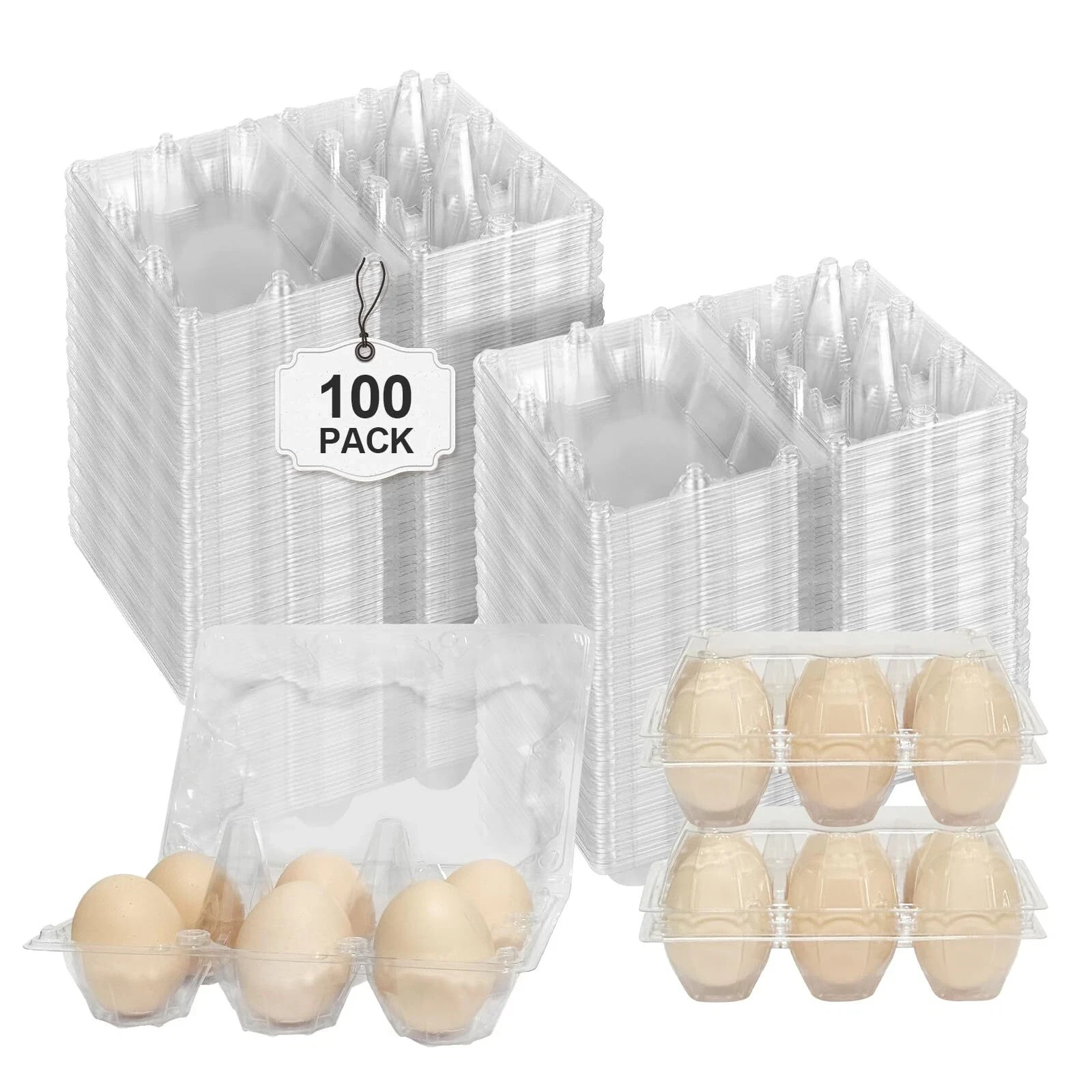 100 Pack Egg Cartons 6 Count – Medium Egg Cartons Cheap Bulk – Half Dozen Egg…