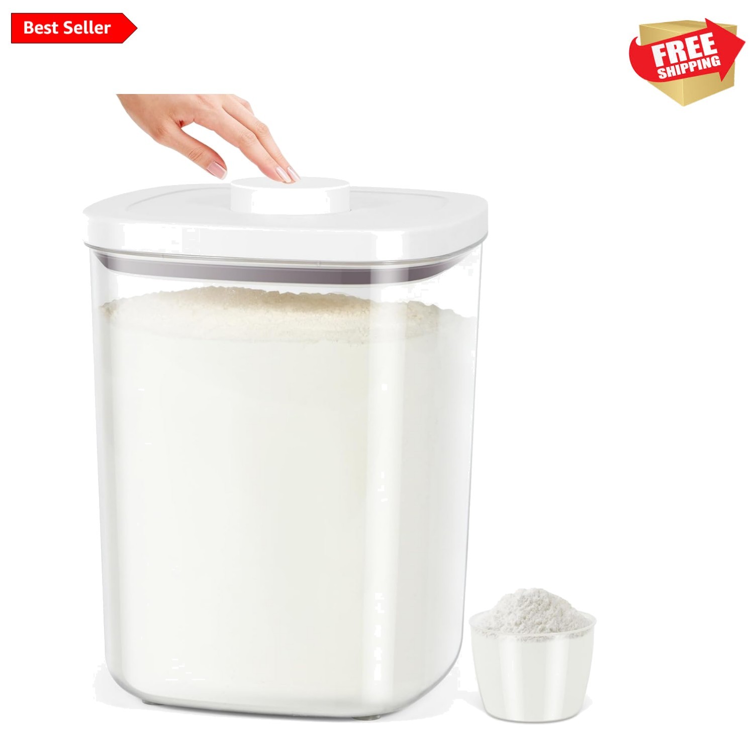 Airtight Rice Container 20 Lbs, Clear PET Plastic Food Storage Container Bin …