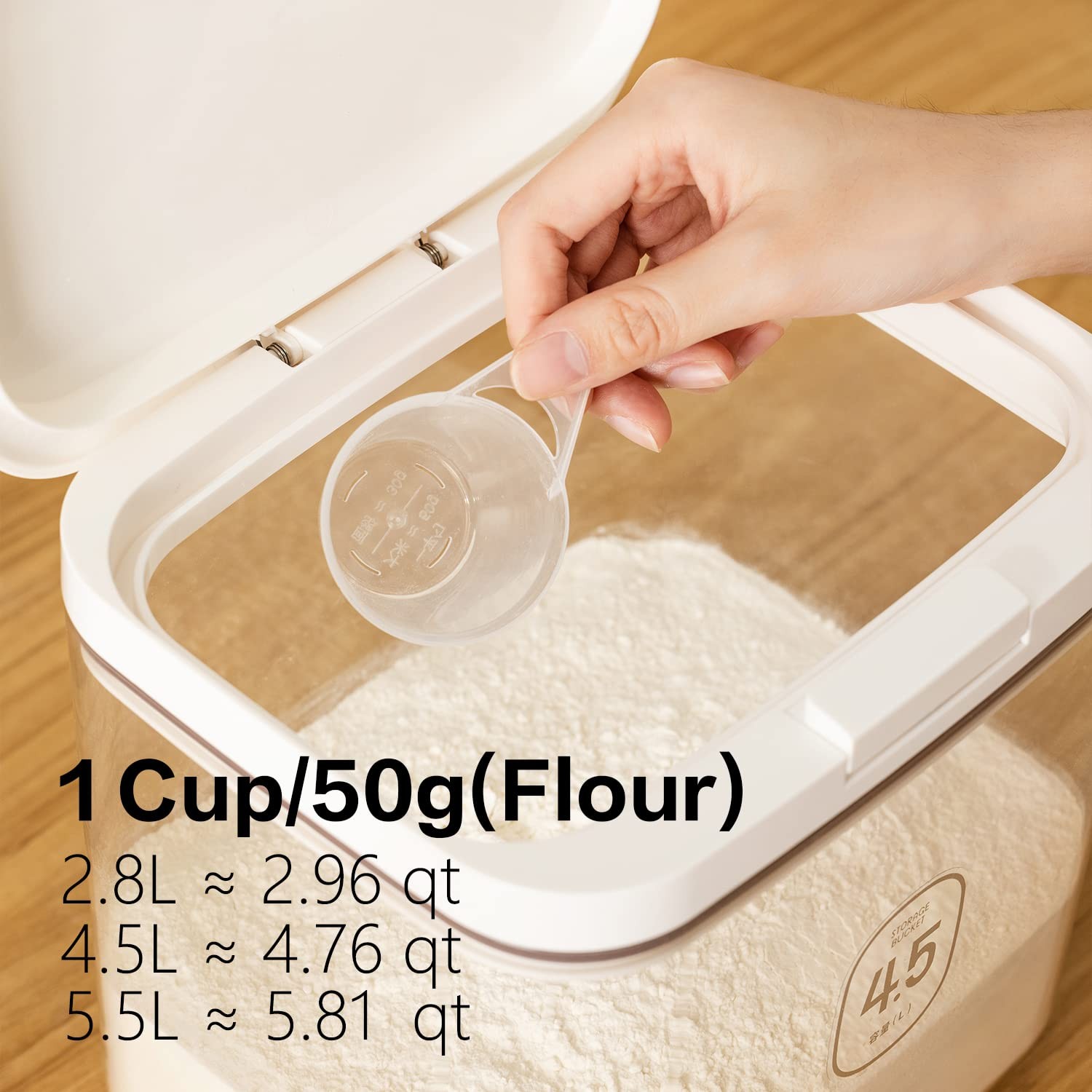 5.5L Large Flour Dispenser Container Airtight Kitchen Essential for Freshness