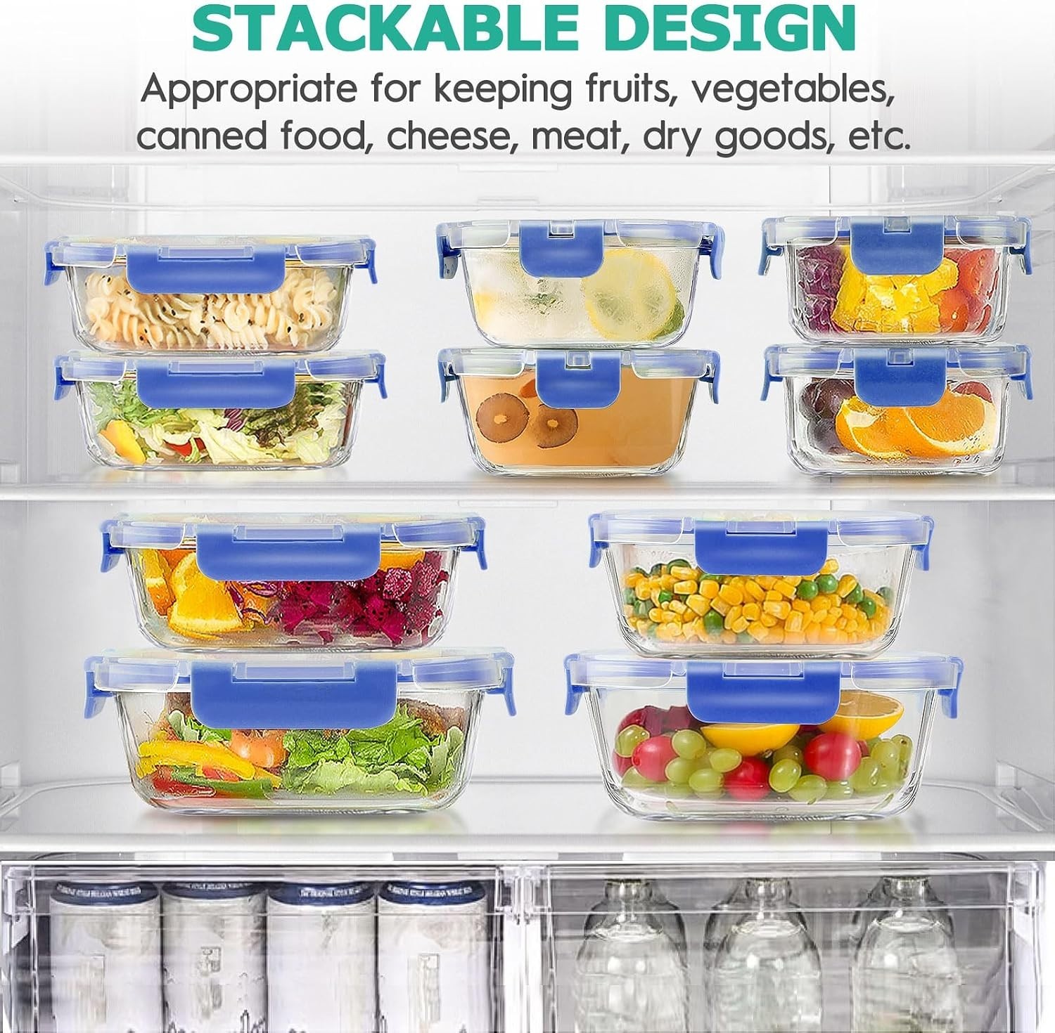 34pcs Glass Food Storage Containers with Lids Set, Airtight Glass Meal Prep C…