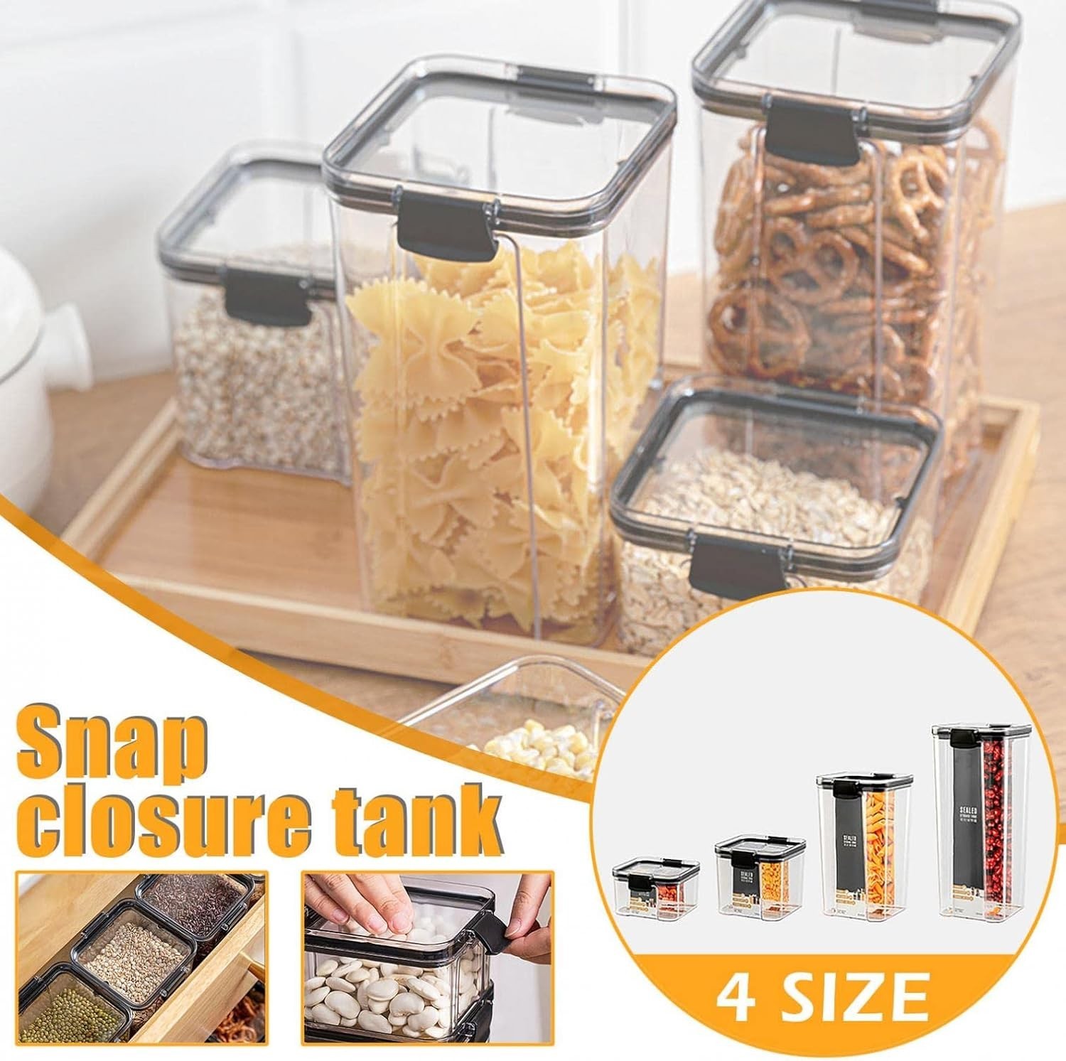 Airtight Food Storage Containers with Lids for Kitchen Organization – Plastic…
