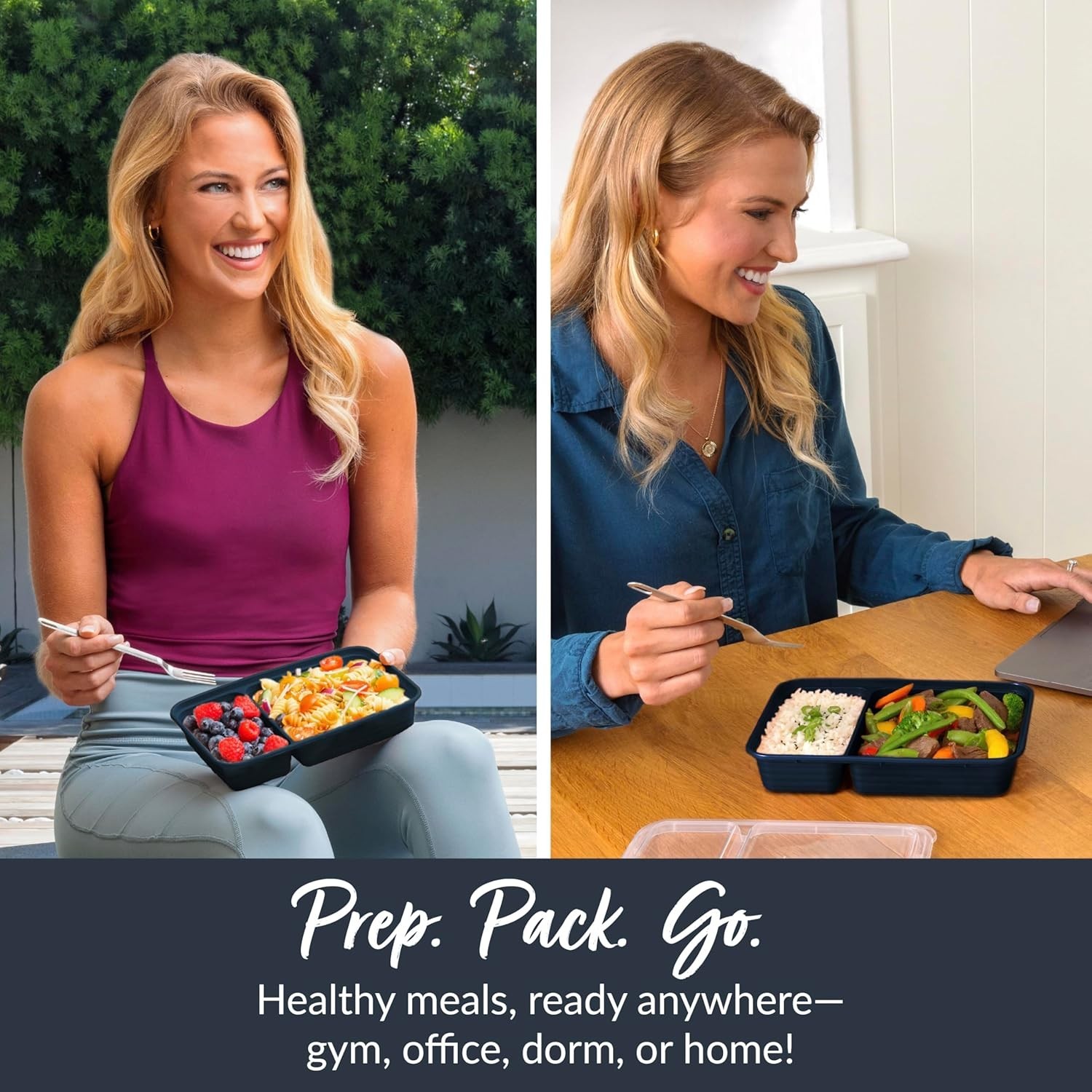Prep – 20-Piece 2-Compartment Reusable Meal Prep Containers with Lids, PFAS &…