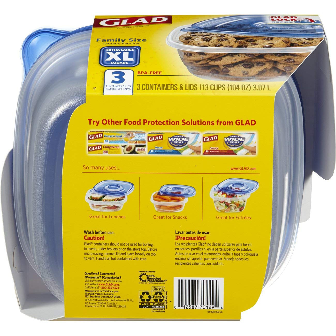 Food Storage Containers – Family Sized Container – 104 Ounces – 3 Containers