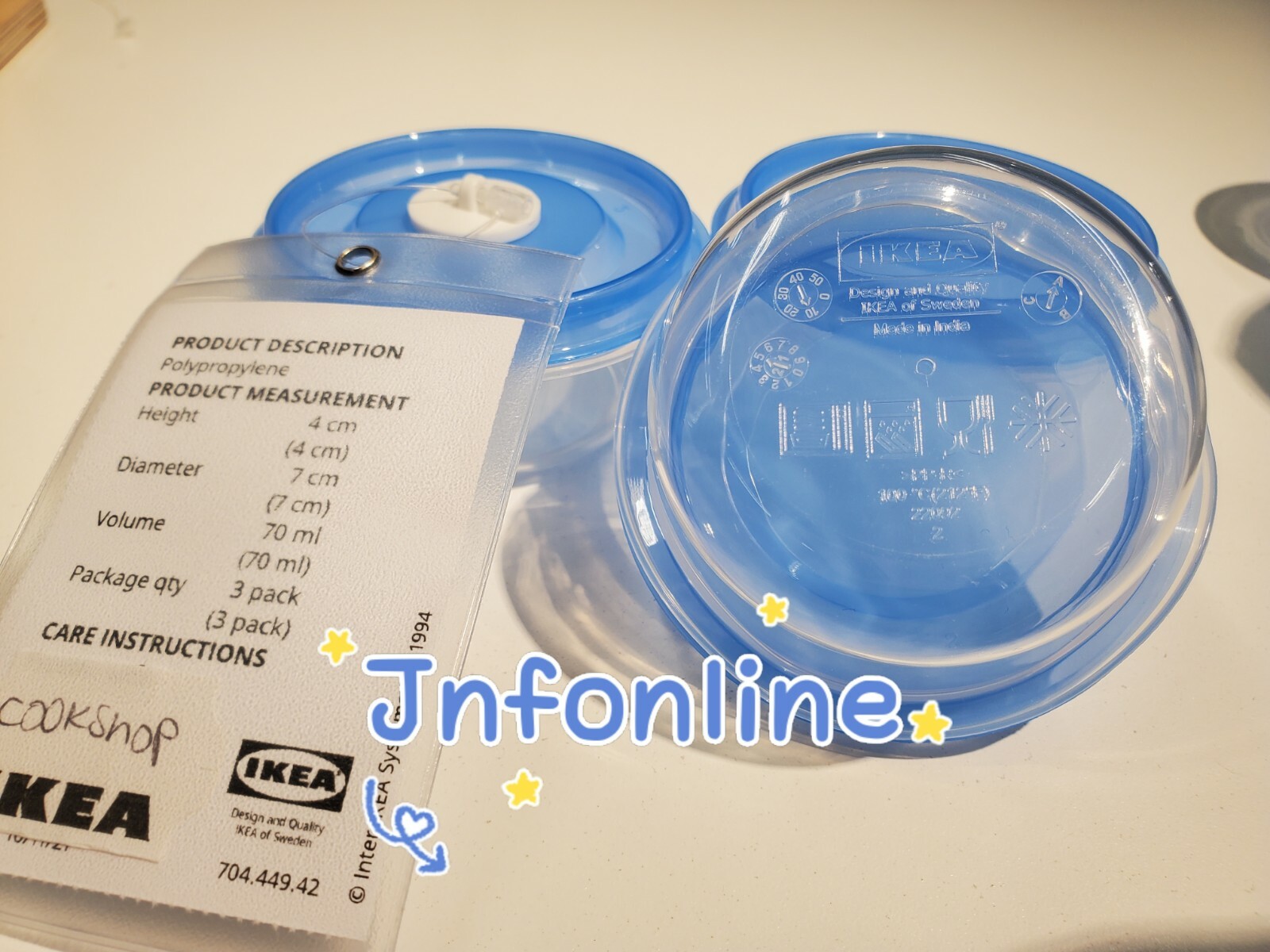 3 PACK Brand New IKEA PRUTA Food Container Transparent Blue 2oz