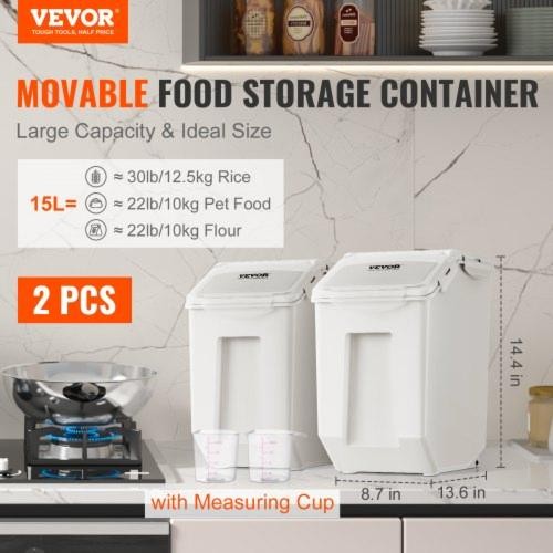 Ingredient Storage Bin 2 x 15L Dispenser Bin with 2 Measuring Cups
