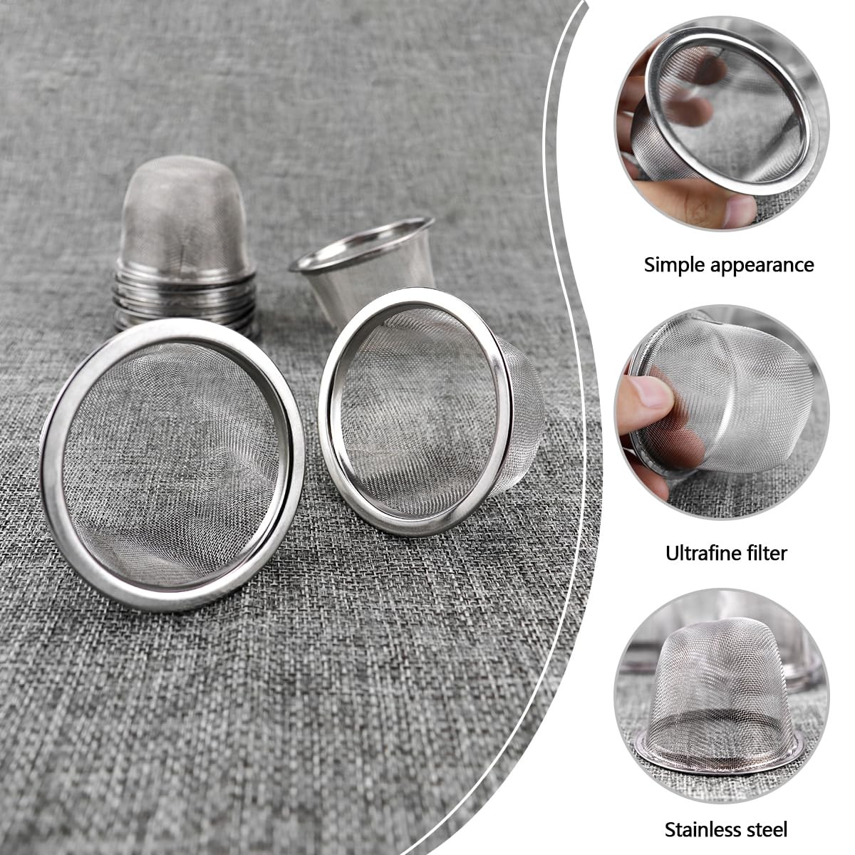 10 Pcs Stainless Steel Tea Filter, 304 Metal Teapot 2.5×1.9inch, Silver