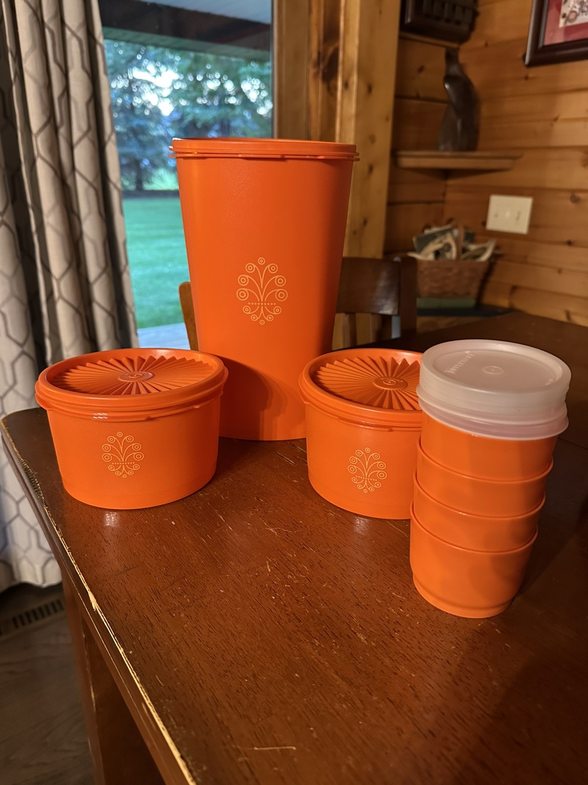 Set of 7 Vintage Orange Servalier Tupperware Containers See Description